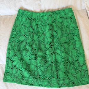 H&M Vibrant Green Floral Lace Pencil Skirt